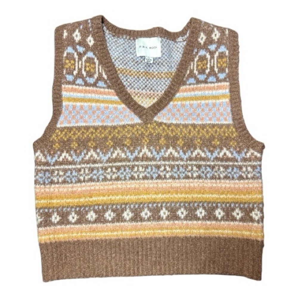 PINK ROSE Brown Patterned Knit Vest - Picture 2 of 9